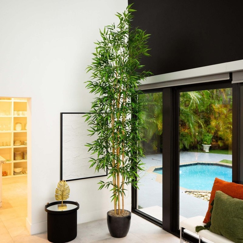 10’ Artificial Bamboo Tree with Real Bamboo Trunks - FCHF CITY