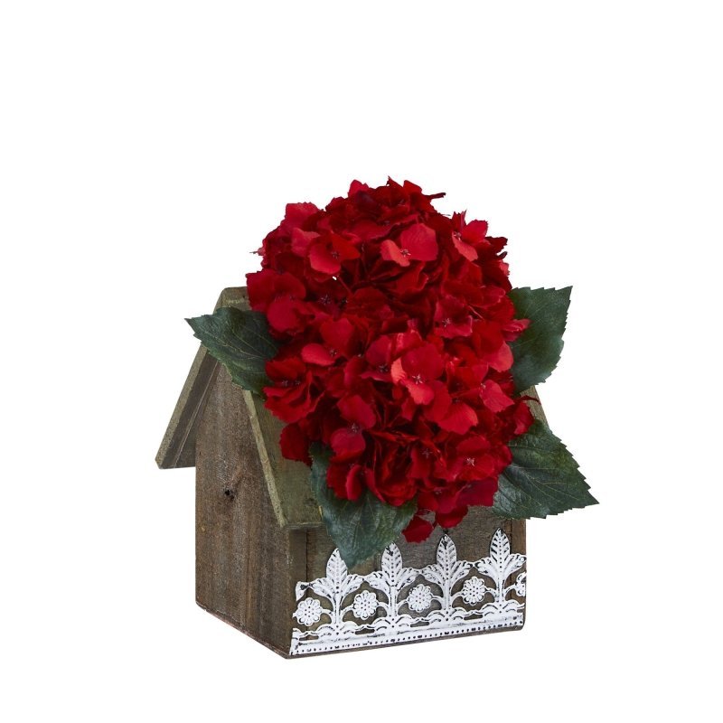 10” Hydrangea Artificial Arrangement in Hanging Floral Design House Planter - FCHF CITY