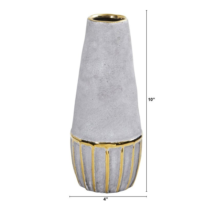 10” Regal Stone Decorative Vase with Gold Accents - FCHF CITY