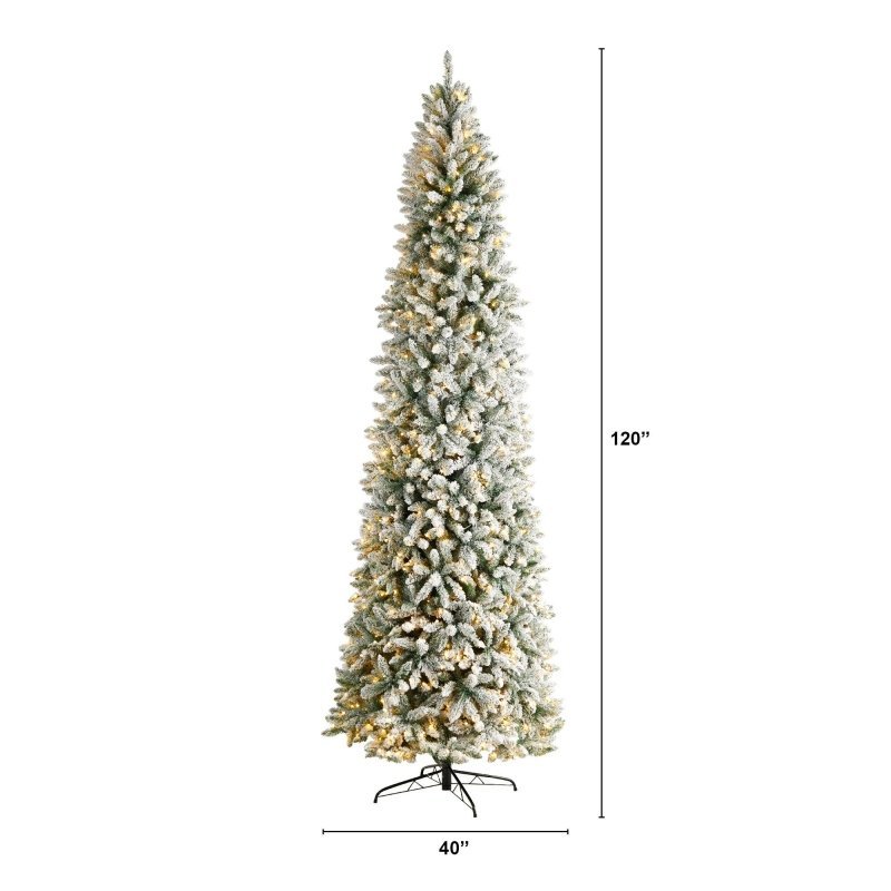 10’ Slim Flocked Montreal Fir Artificial Christmas Tree - FCHF CITY