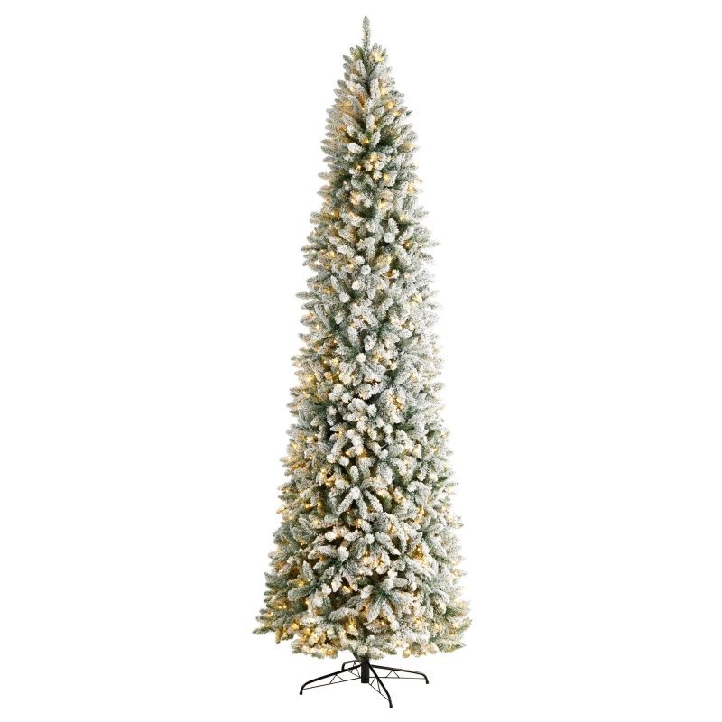 10’ Slim Flocked Montreal Fir Artificial Christmas Tree - FCHF CITY