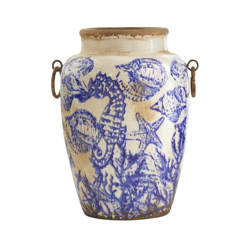 10.5” Nautical Ceramic Urn Vase - FCHF CITY