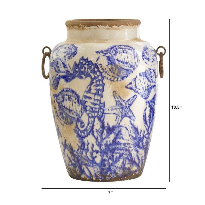 10.5” Nautical Ceramic Urn Vase - FCHF CITY