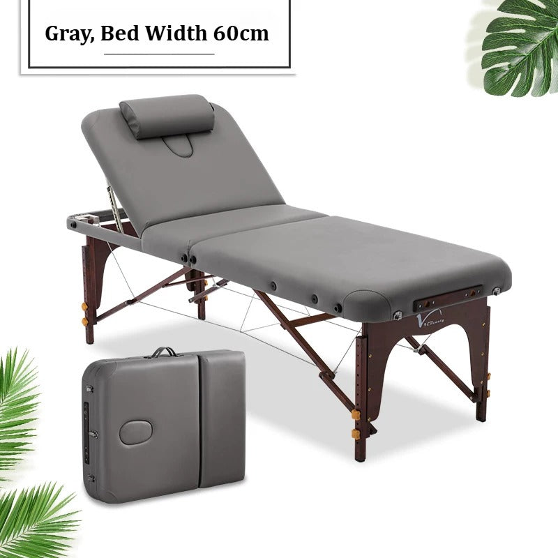 Portable Folding Massage Table, Beech Wood Height Adjustable Spa Bed