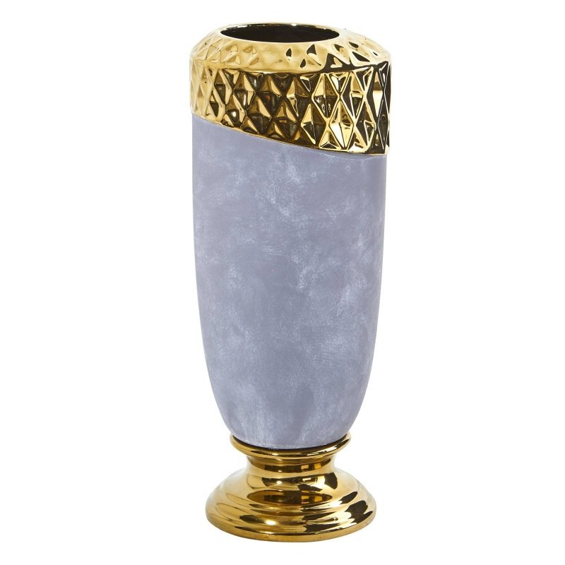 11.5” Regal Stone Vase with Gold Accents - FCHF CITY