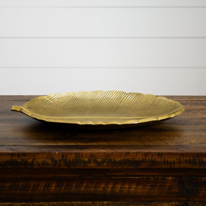 16” Gold Leaf Tray Decorative Accent - FCHF CITY