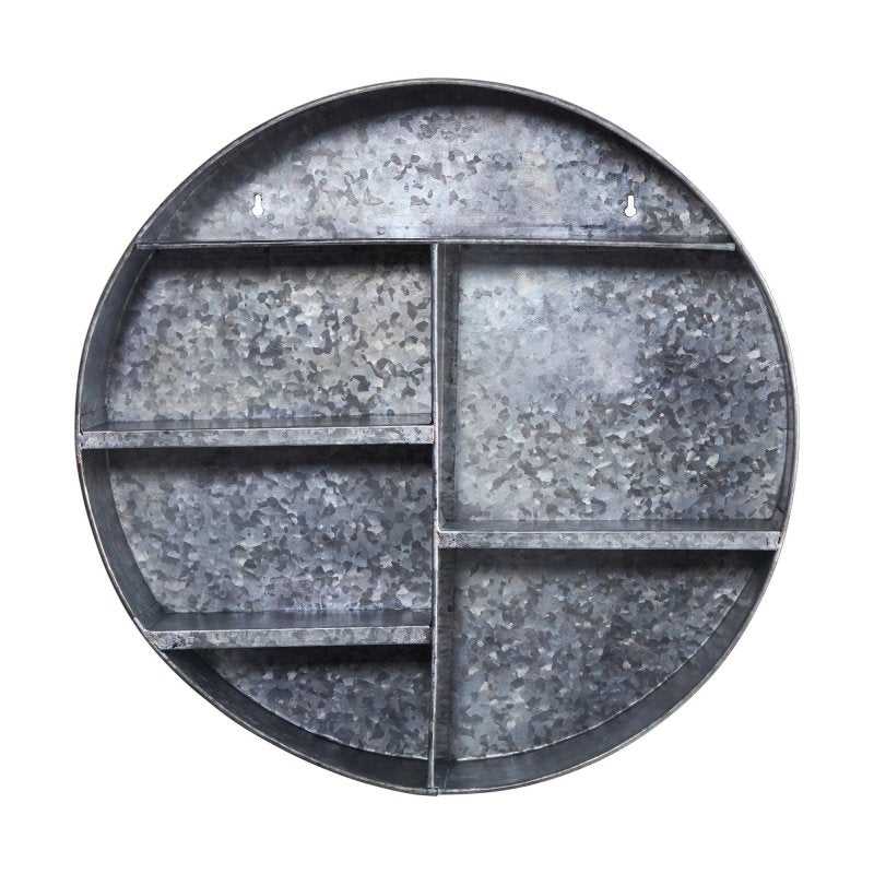 18” Galvanized Circular Metal Wall Mounted Shelf with Four Tier Shelves - FCHF CITY