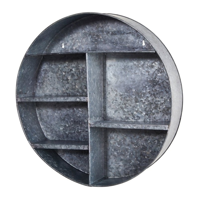 18” Galvanized Circular Metal Wall Mounted Shelf with Four Tier Shelves - FCHF CITY