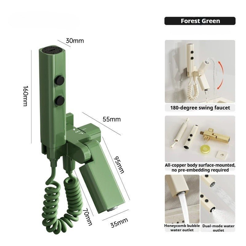 180° Swing Wall‑Mount Faucet with Handheld Sprayer Kit - FCHF CITY