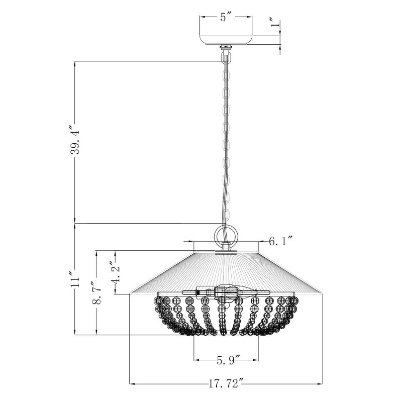 2 - Light Farmhouse Pendant Light with Wood Beads - FCHF CITY
