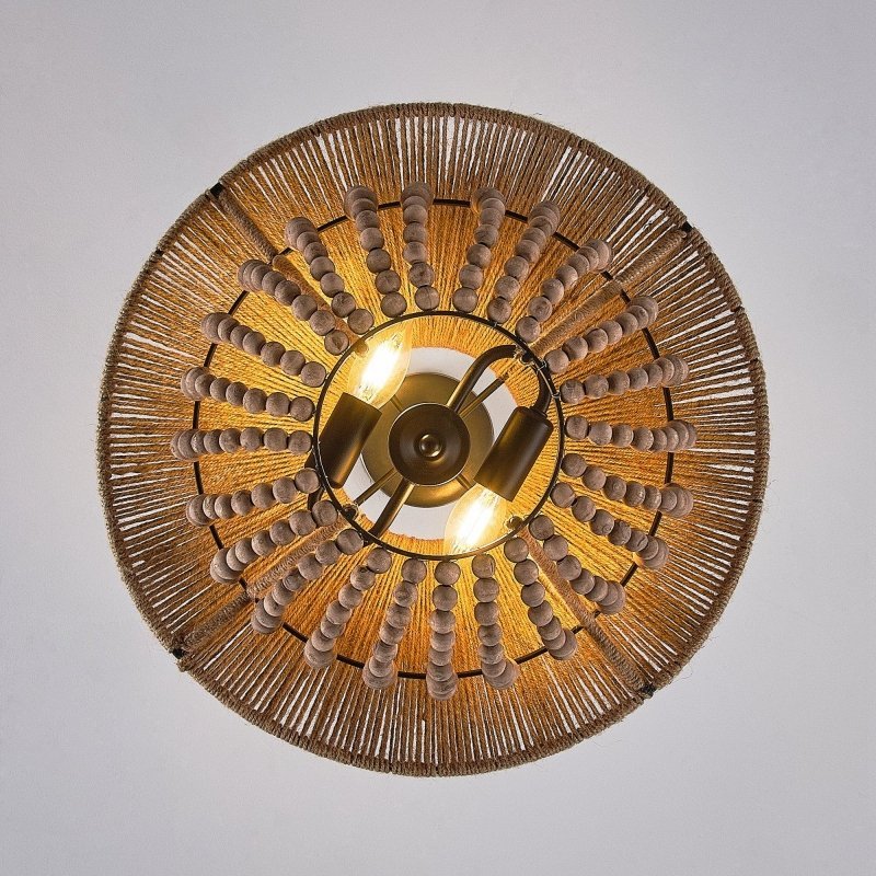 2 - Light Farmhouse Pendant Light with Wood Beads - FCHF CITY