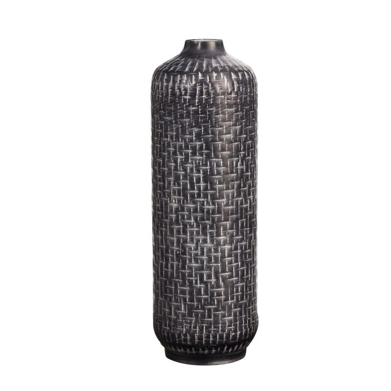 21” Embossed Metal Cylinder Vase - FCHF CITY