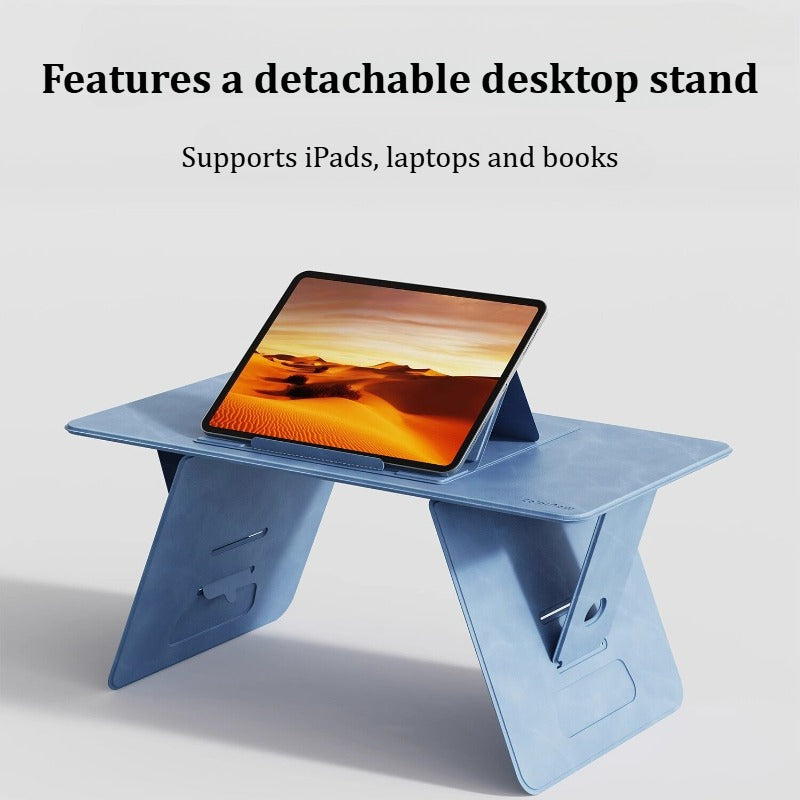 Portable Foldable Lap Desk 4‑Level Height Adjustable Suede Bed Table