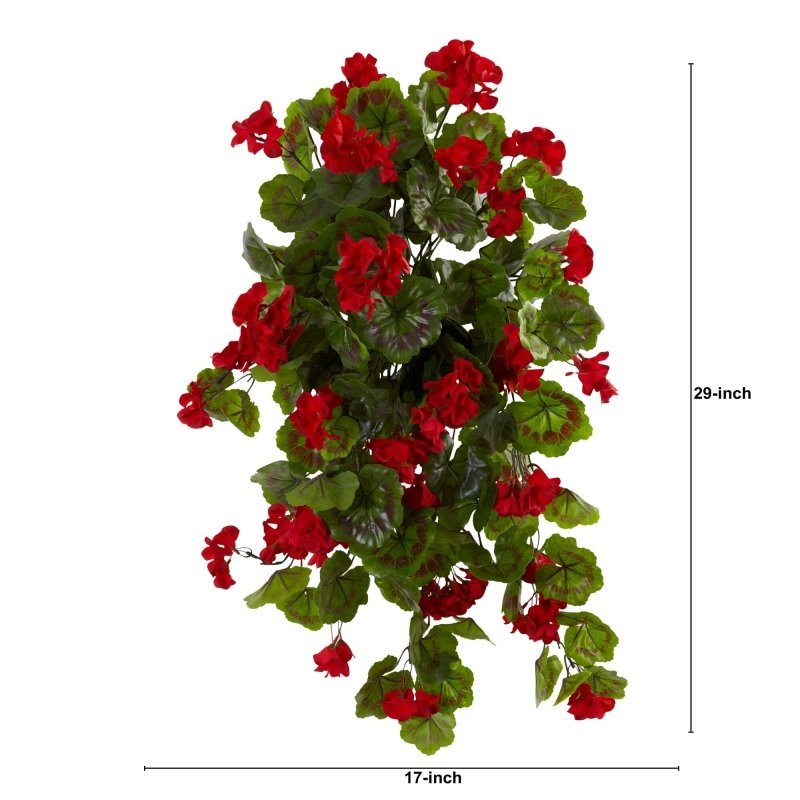 29” UV Resistant Geranium Artificial Hanging Plant (Indoor/Outdoor) - Set of 2 - FCHF CITY