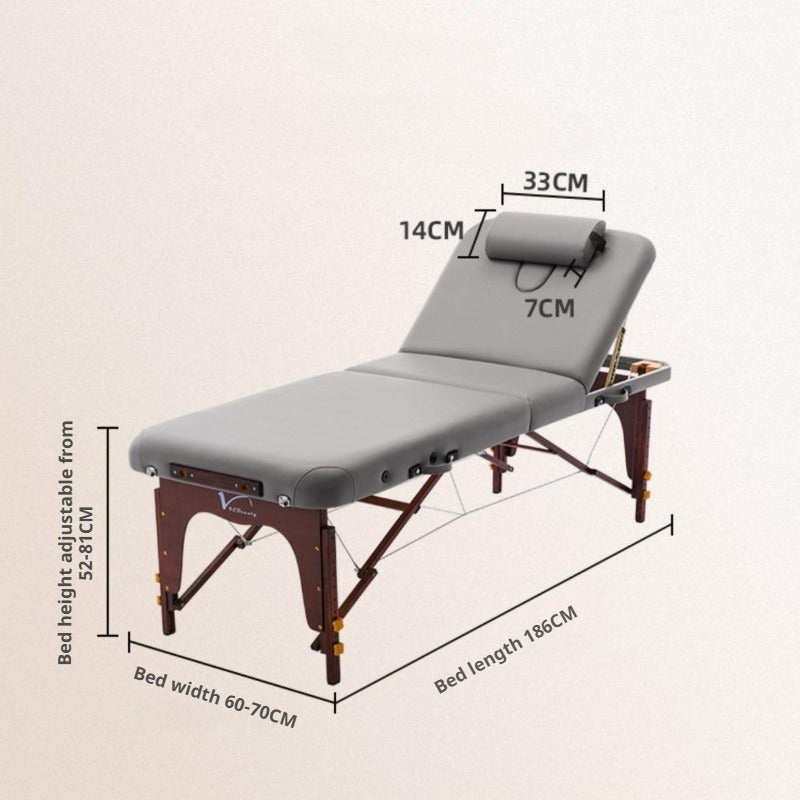 Portable Folding Massage Table, Beech Wood Height Adjustable Spa Bed