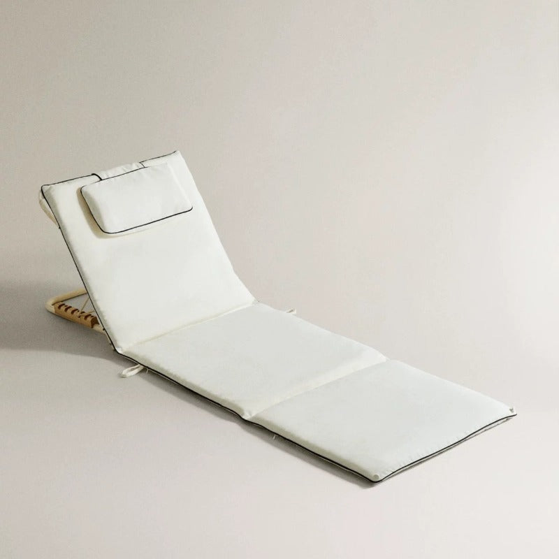 Foldable Padded Beach Sun Lounger, Outdoor Reclining Floor Chair
