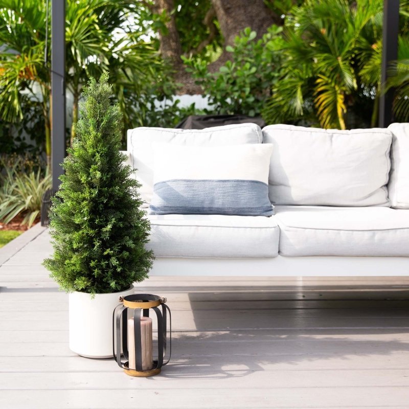 3’ Artificial Cedar Tree in White Planter UV Resistant (Indoor/Outdoor) - FCHF CITY