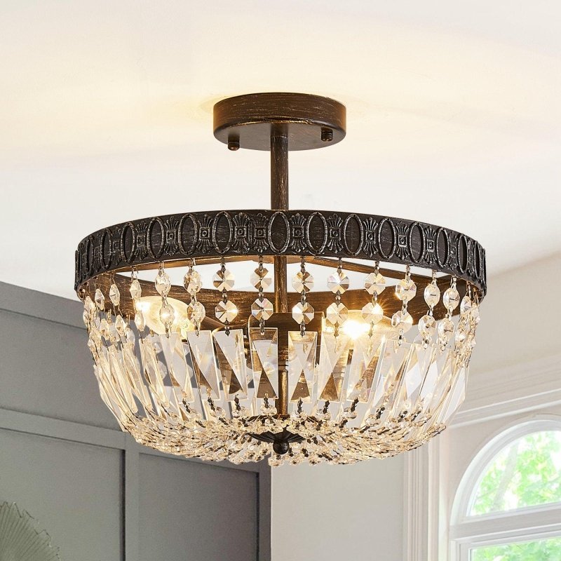 3 - Light Crystal Drum Chandelier Lighting - FCHF CITY