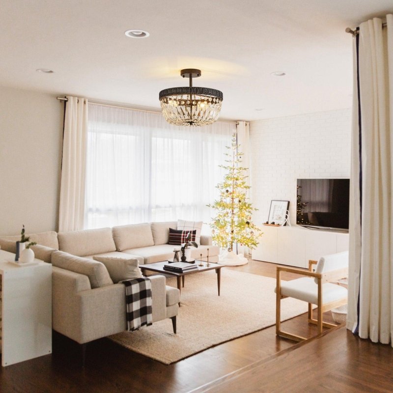 3 - Light Crystal Drum Chandelier Lighting - FCHF CITY