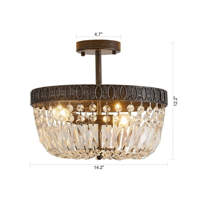 3 - Light Crystal Drum Chandelier Lighting - FCHF CITY