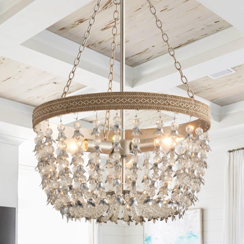3 - light Modern Crystal Chandelier with Hemp Rope - FCHF CITY