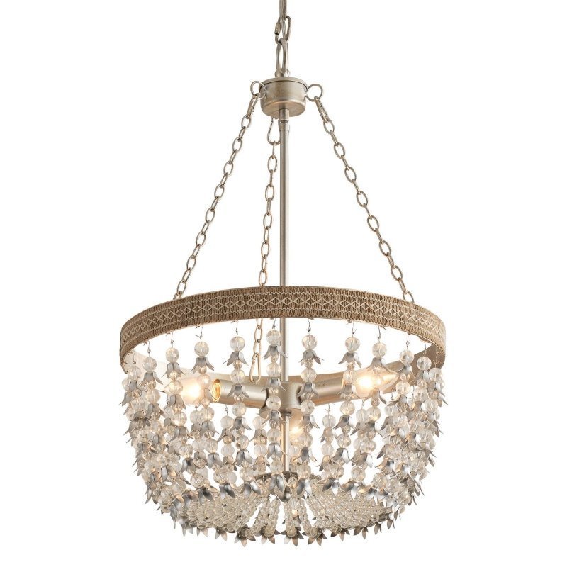 3 - light Modern Crystal Chandelier with Hemp Rope - FCHF CITY