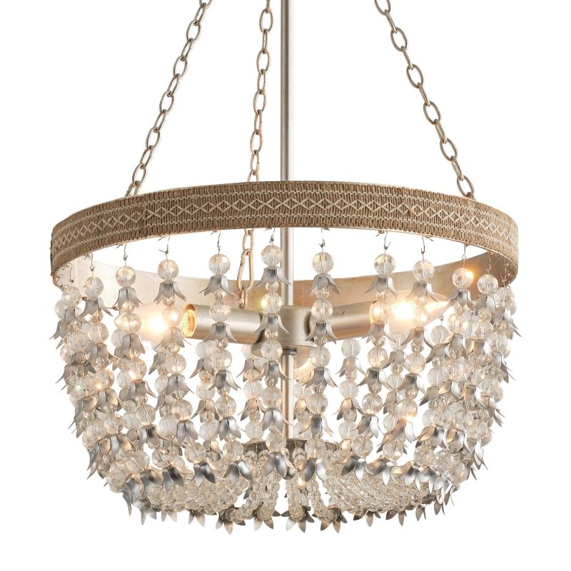 3 - light Modern Crystal Chandelier with Hemp Rope - FCHF CITY
