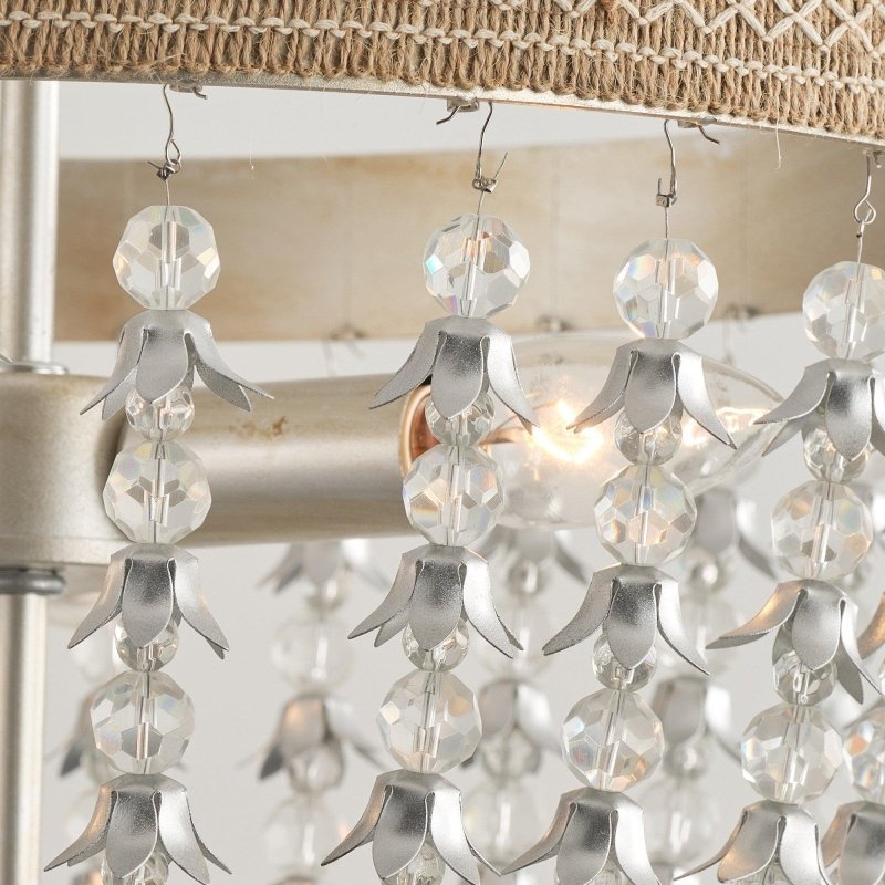 3 - light Modern Crystal Chandelier with Hemp Rope - FCHF CITY