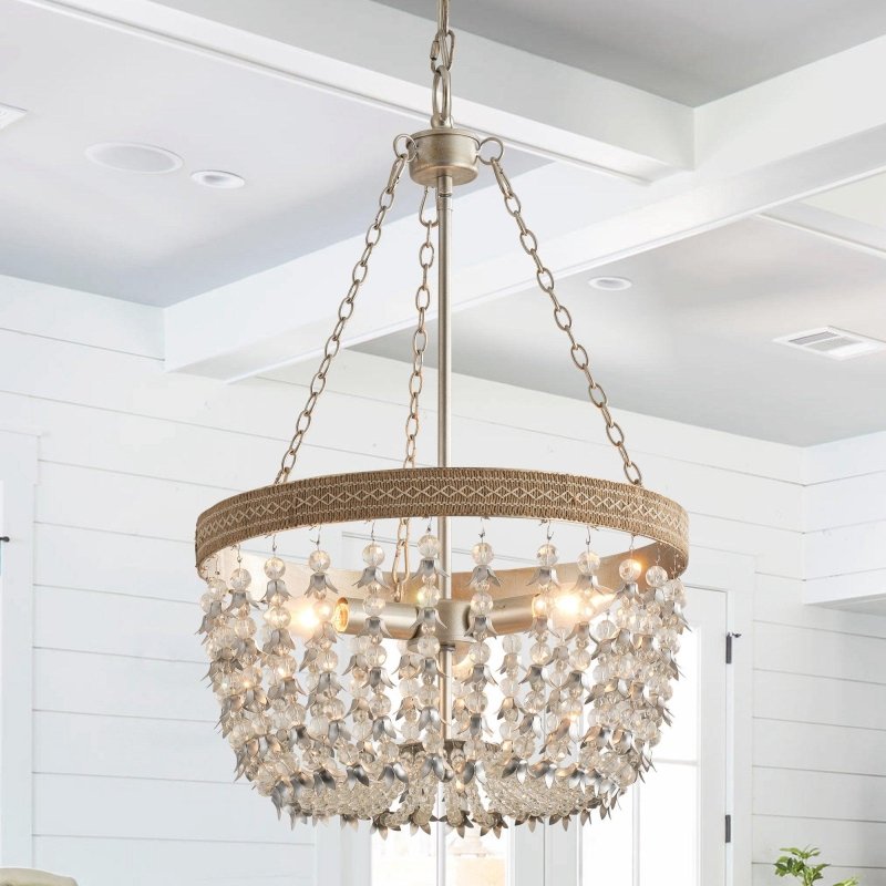 3 - light Modern Crystal Chandelier with Hemp Rope - FCHF CITY