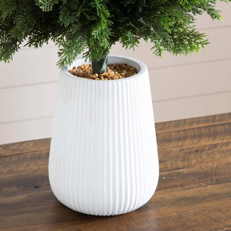 3’ UV Resistant Artificial Cedar Tree in Decorative White Planter (Indoor/Outdoor) - FCHF CITY