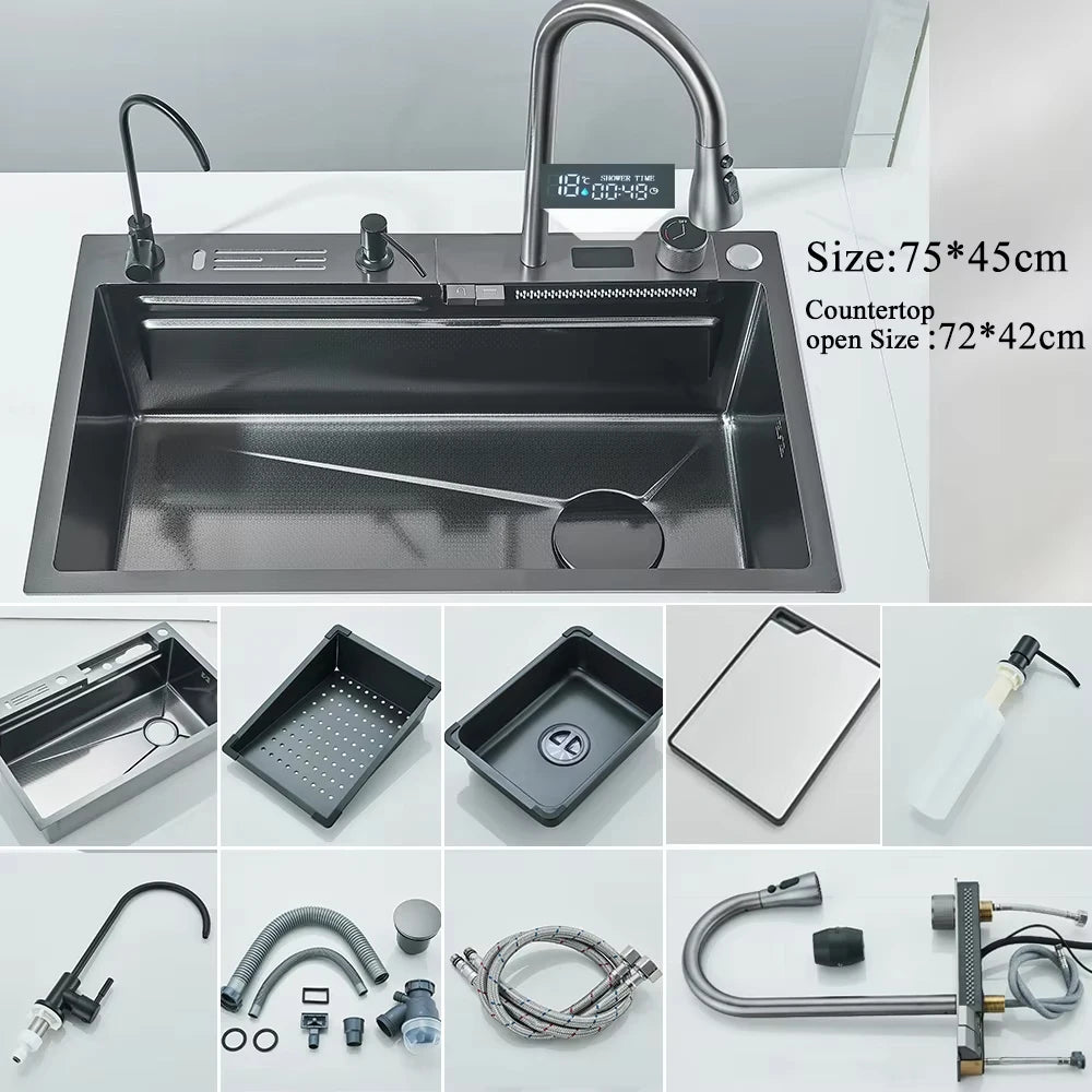 304 Stainless Steel Kitchen Digital Display Faucet Set - FCHF CITY