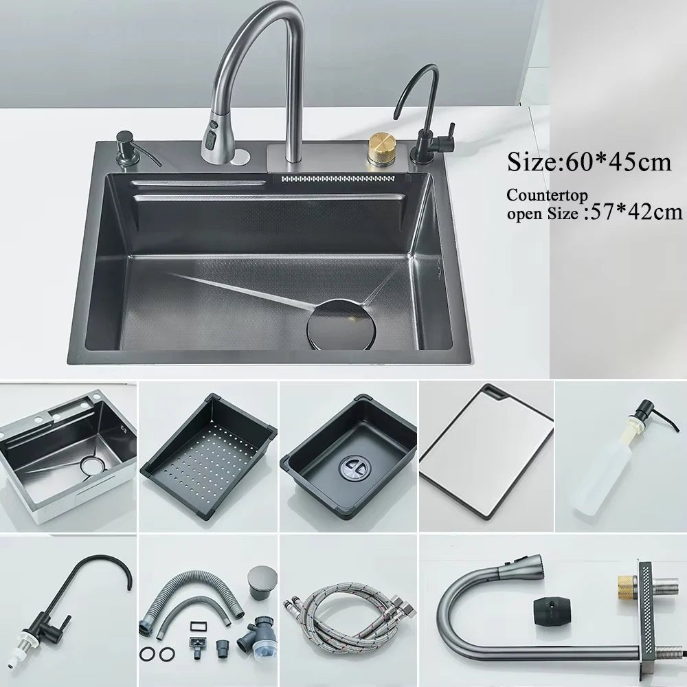 304 Stainless Steel Kitchen Digital Display Faucet Set - FCHF CITY