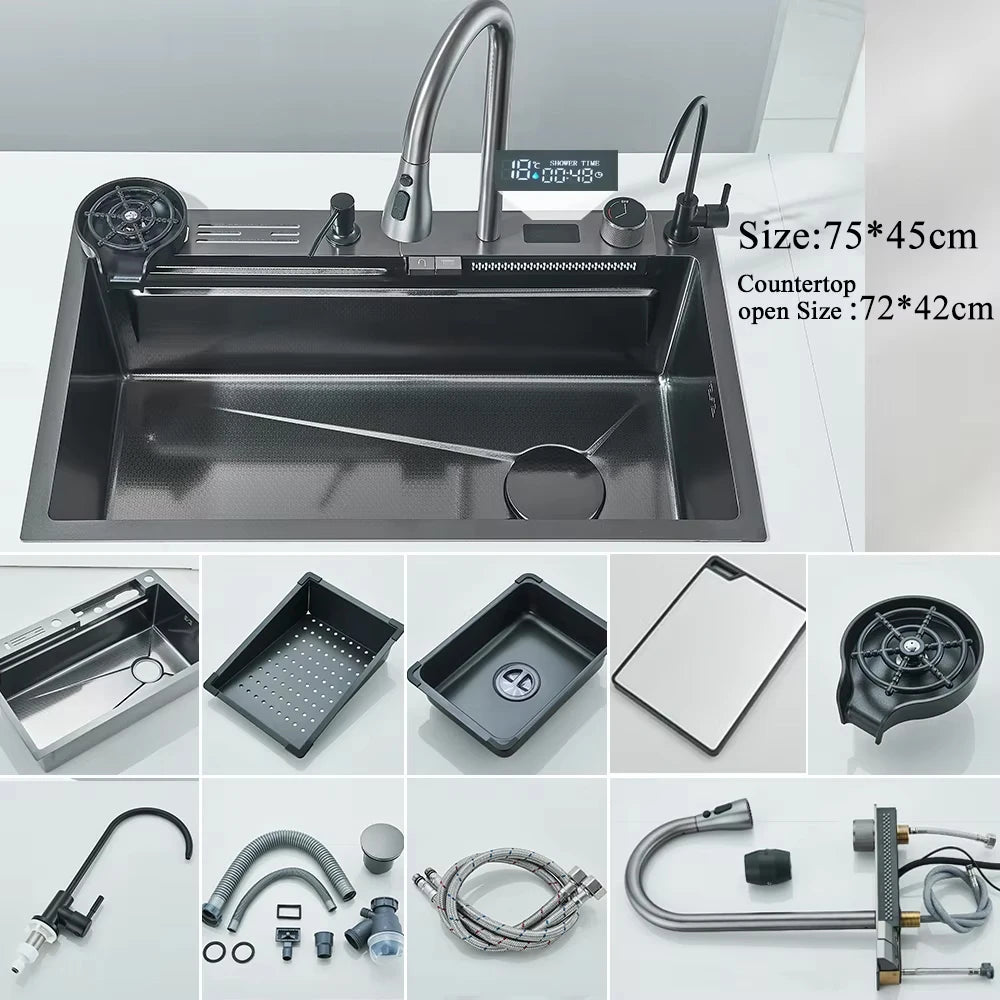 304 Stainless Steel Kitchen Digital Display Faucet Set - FCHF CITY