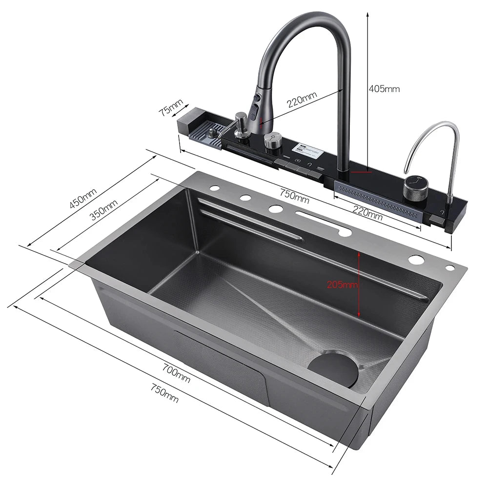 304 Stainless Steel Kitchen Digital Display Faucet Set - FCHF CITY