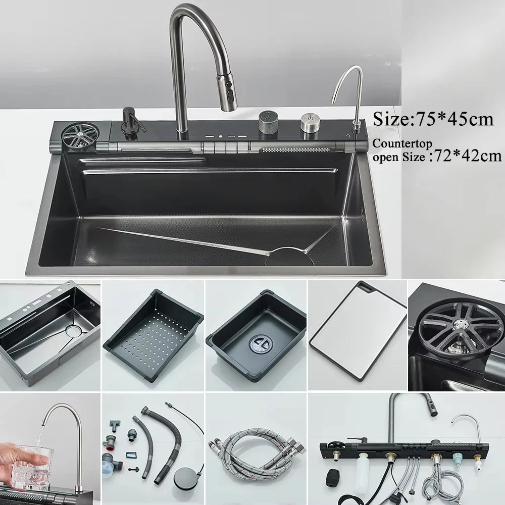 304 Stainless Steel Kitchen Digital Display Faucet Set - FCHF CITY