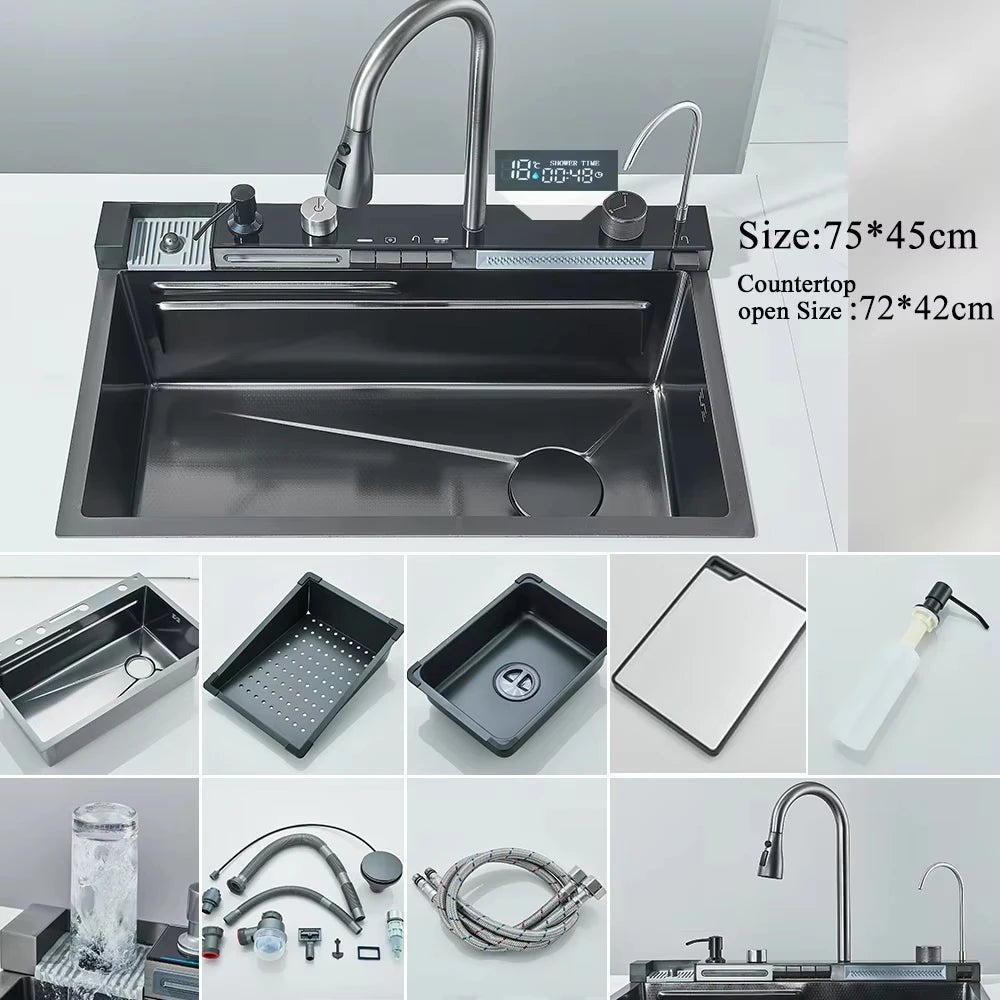 304 Stainless Steel Kitchen Digital Display Faucet Set - FCHF CITY