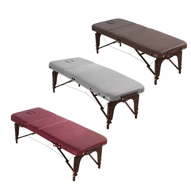 Portable Folding Massage Table, Beech Wood Height Adjustable Spa Bed