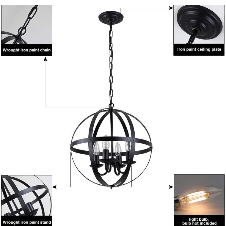 4-Light Candle Style Globe Chandelier - FCHF CITY