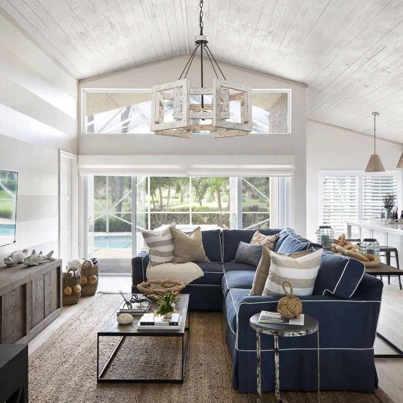 4 - Light Distressed White Wooden Drum Chandelier - FCHF CITY