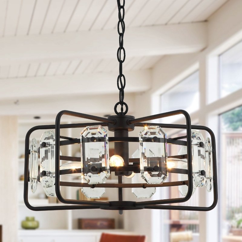 4 - Light Golden or Black Modern Crystal Pendant Light - FCHF CITY