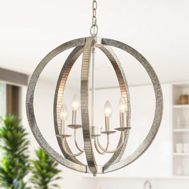 4 - Light Satin Nickel Modern Iron Chandelier Industrial Classic Ceiling Pendant Lights - FCHF CITY