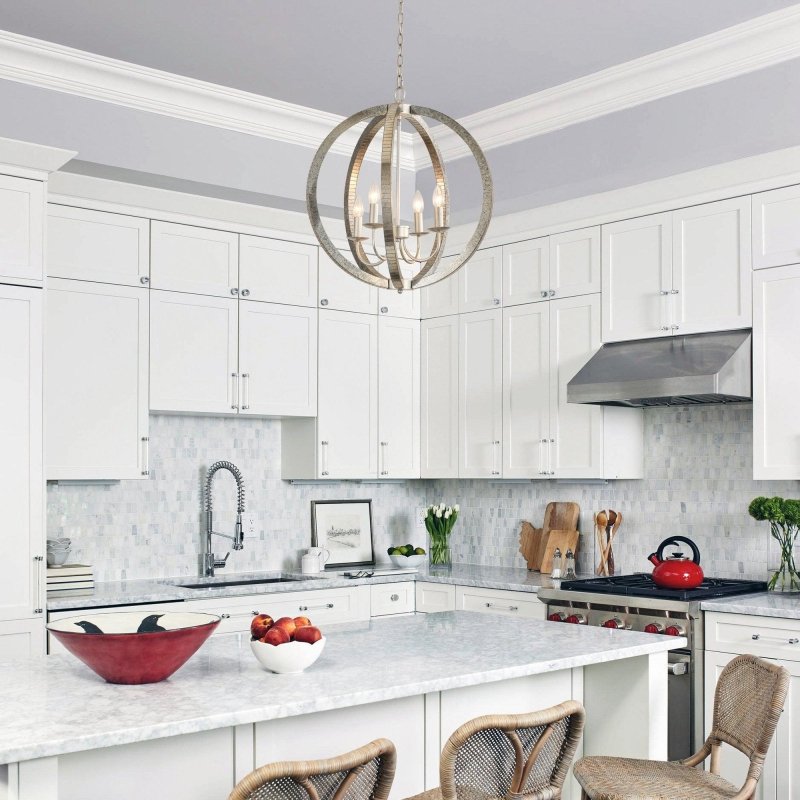 4 - Light Satin Nickel Modern Iron Chandelier Industrial Classic Ceiling Pendant Lights - FCHF CITY