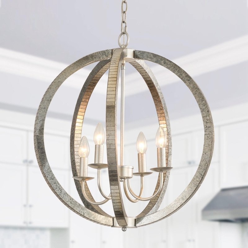 4 - Light Satin Nickel Modern Iron Chandelier Industrial Classic Ceiling Pendant Lights - FCHF CITY