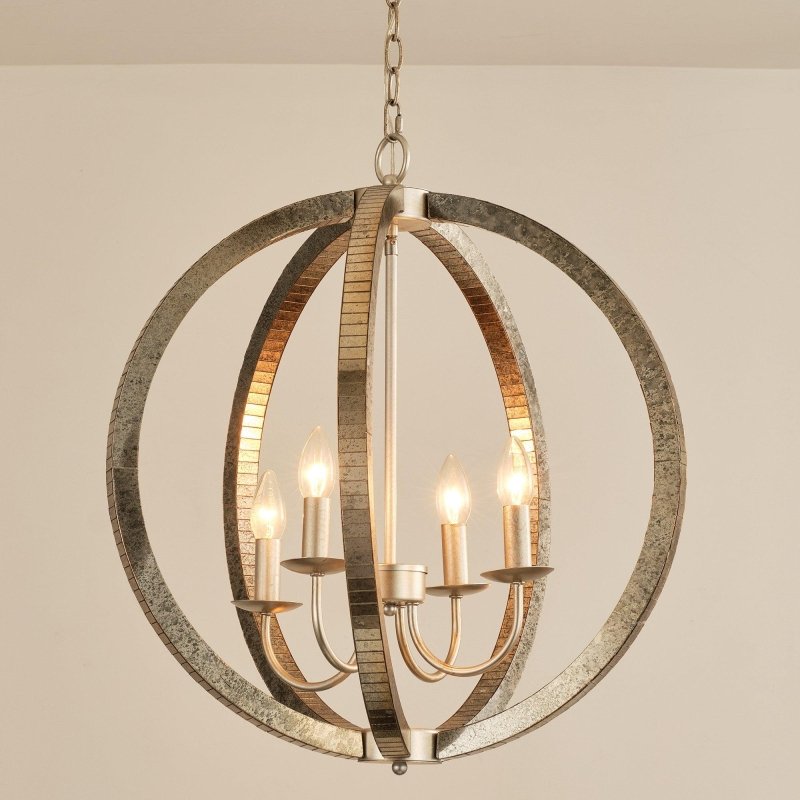 4 - Light Satin Nickel Modern Iron Chandelier Industrial Classic Ceiling Pendant Lights - FCHF CITY