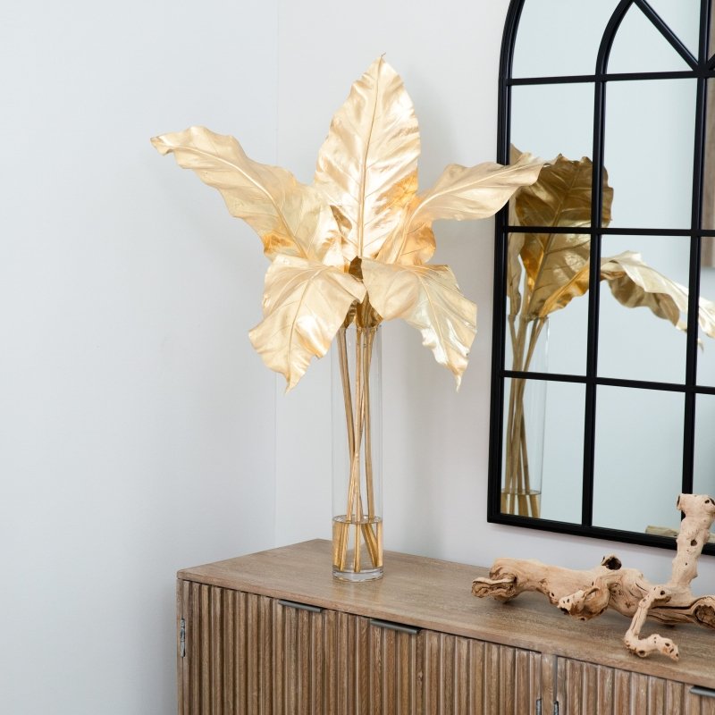 41” Artificial Golden Palm Foliage in Glass Vase - FCHF CITY