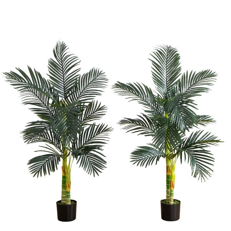 5’ Artificial Double Stalk Golden Cane Palm Tree - Set of 2 - FCHF CITY