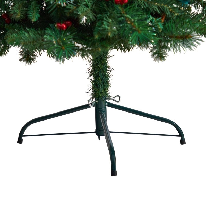 5’ Flat Back Montreal Mountain Artificial Christmas Tree with Pine Cones and Berries - FCHF CITY