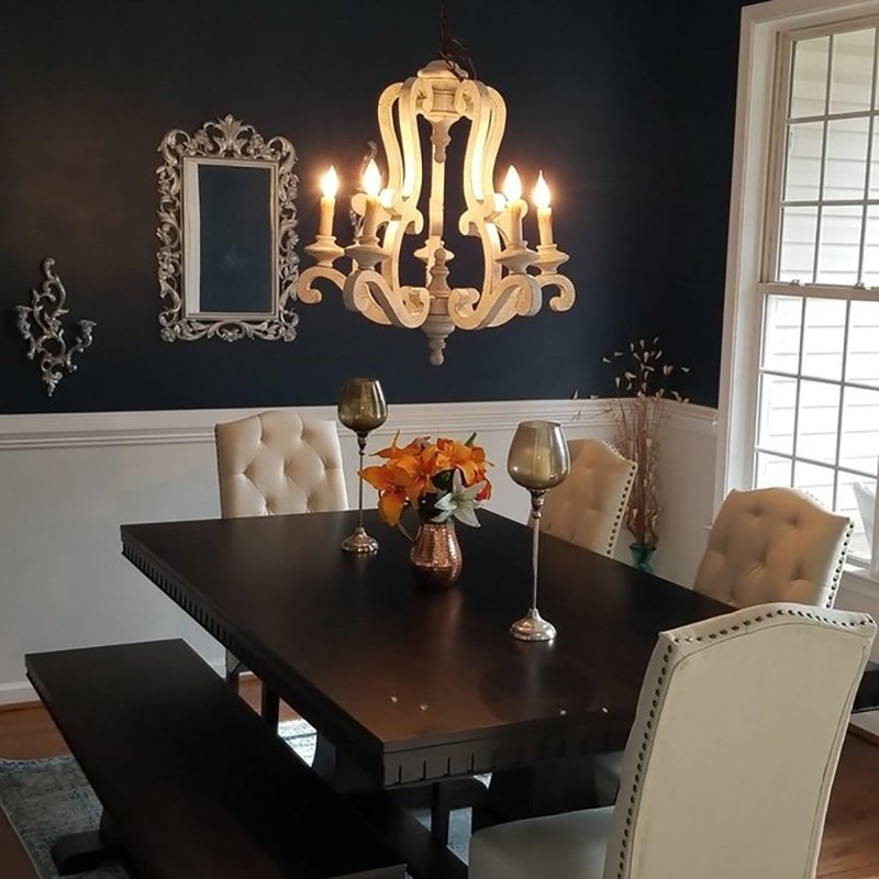 5 - Lights Antique Wooden Candle Chandelier - FCHF CITY