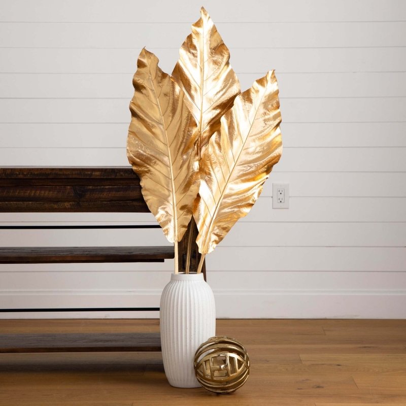 53" Artificial Gold Travelers Palm Stems - Set of 3 - FCHF CITY