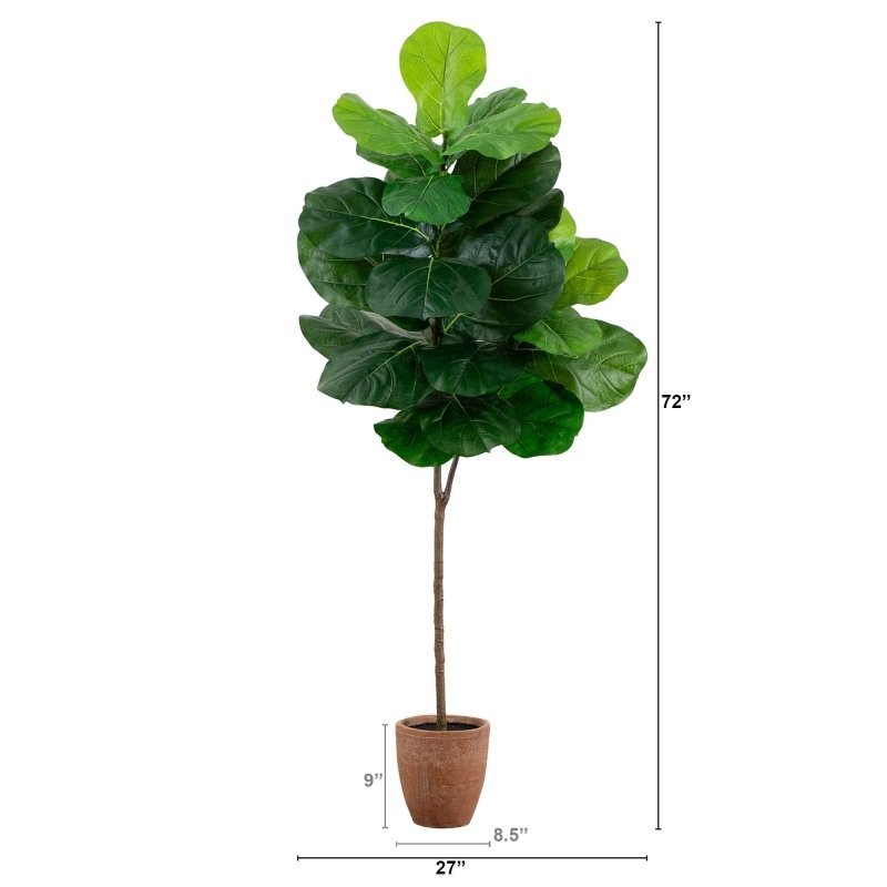 6’ Artificial Giant Leaf Fiddle Leaf Fig Tree in Decorative Planter with Real Touch Leaves - FCHF CITY